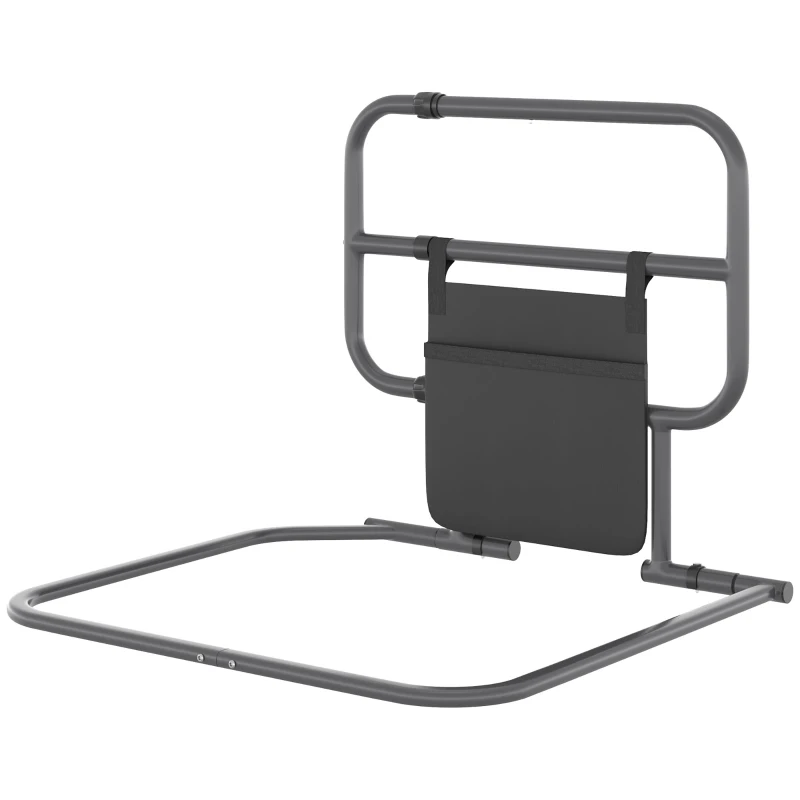 HOMCOM Folding Bed Rail for Elderly Adults, Bed Assist Rail with Storage Pocket for Disabled, Pregnant, Black