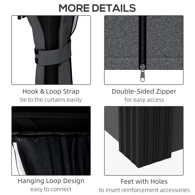 Outsunny 3.65 x 3m Aluminium Hardtop Gazebo, with Accessories - Dark Grey