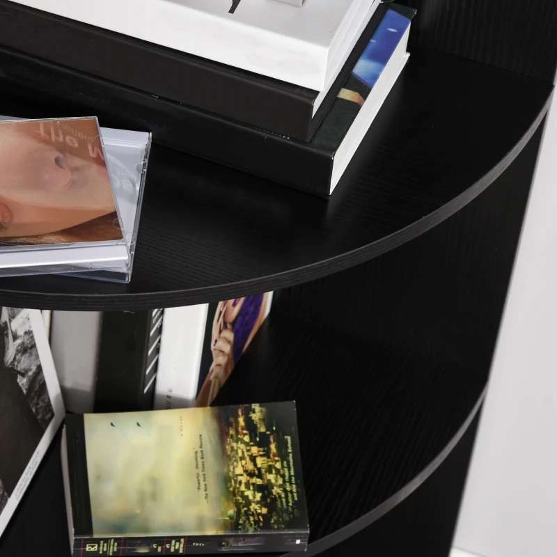 HOMCOM 4-Tier Corner Open Shelf Bookcase Freestanding Fan Bookshelf Plants Stand, 40x40x120cm, Black