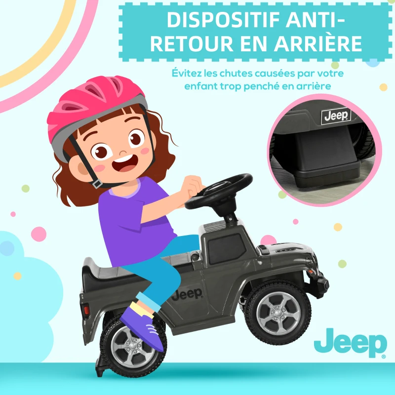 AIYAPLAY Porteur trotteur enfants voiture licence jeep 18-36 mois coffre - 63,5 x 29 x 42 cm Gris