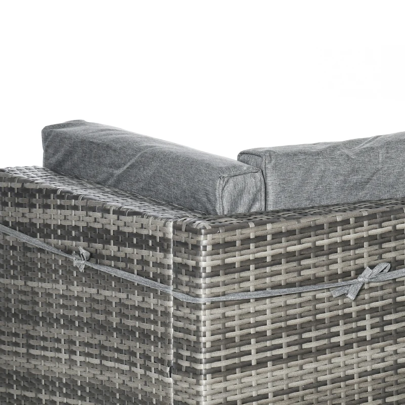 Outsunny Ensemble salon de jardin 7 pièces modulables table basse plateau verre trempé coussins déhoussables inclus gris