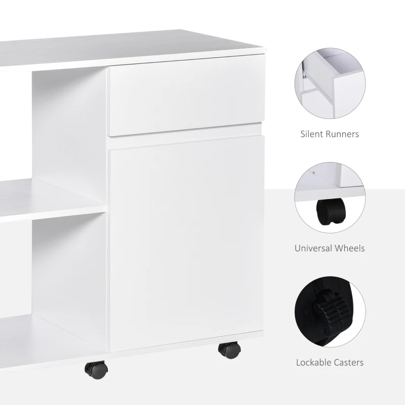 HOMCOM Filing Cabinet, Printer Stand with Open Storage Shelves and Drawer for Home Office, 80cm x 40cm x 73cm, White
