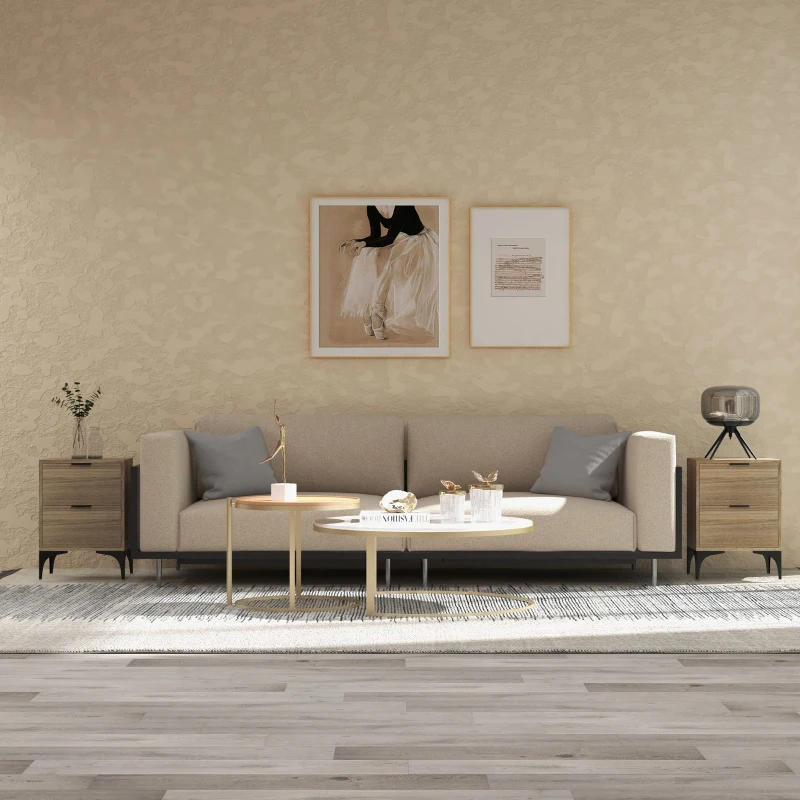 HOMCOM Set of Two Wood Effect Bedside Tables