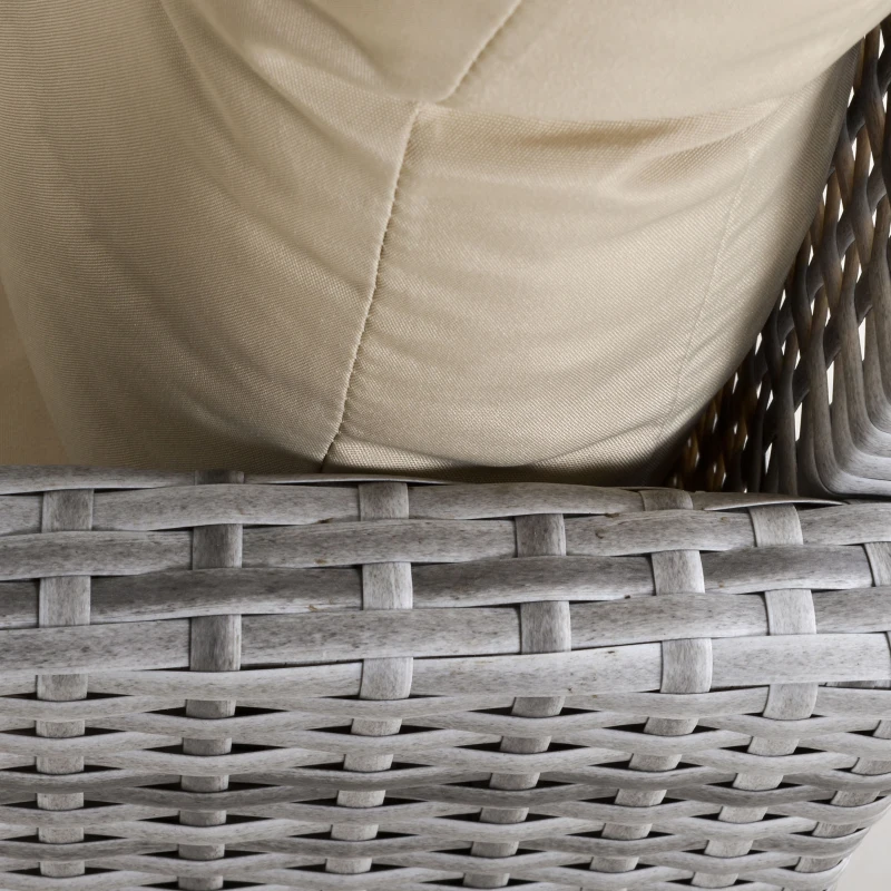 Outsunny Conjunto de Muebles de Ratán 6 Piezas de Jardín Juego de Sofás de 2 Plazas Taburete y Mesa de Comedor con Cojines Acolchados Patio Terraza Balcón Gris y Caqui