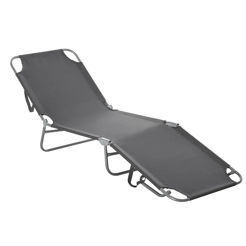 Outsunny Bain de Soleil transat Pliable Dossier réglable Multipositions métal et Polyester Gris