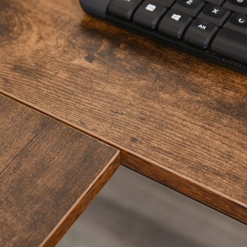 HOMCOM Scrivania Angolare in Stile Industriale con Ripiano Laterale, in Legno e Metallo Nero, 150x120x75cm