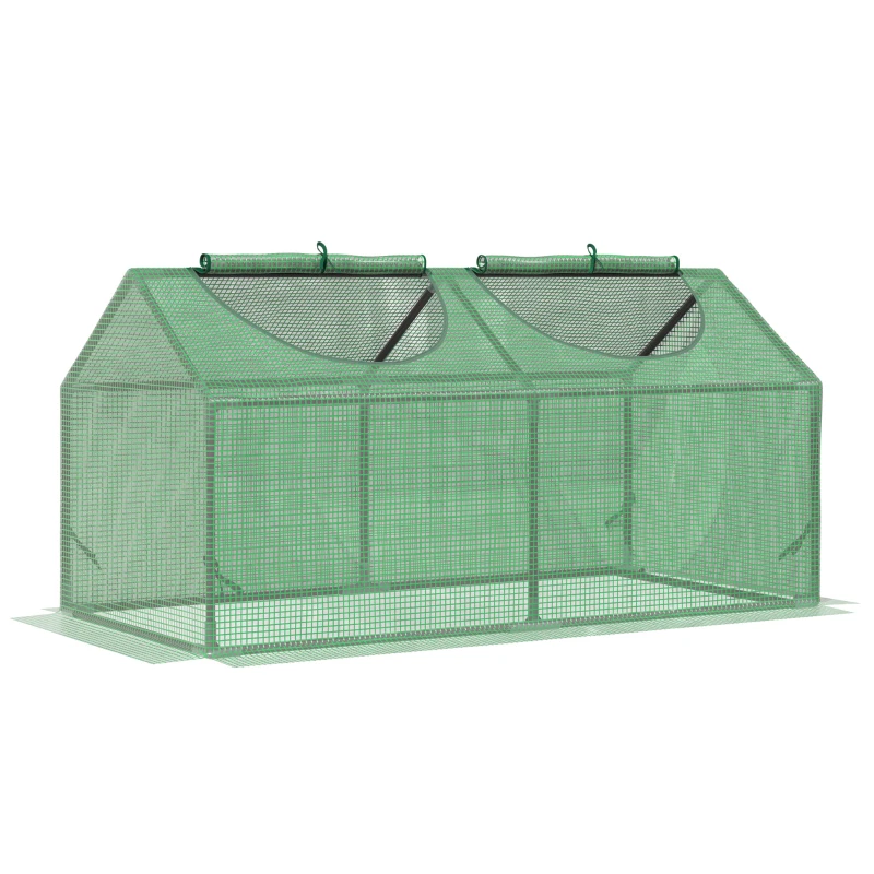 Outsunny Serre de jardin mini serre 2 fenêtres enroulables couverture en PE haute densité 140 g/m² 120 x 60 x 60 cm vert foncé