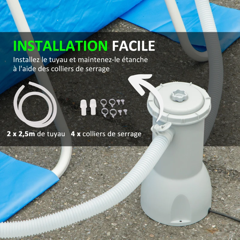 Outsunny Pompe de filtration épurateur à cartouche pour piscine hors sol 3785 L/h 90 W