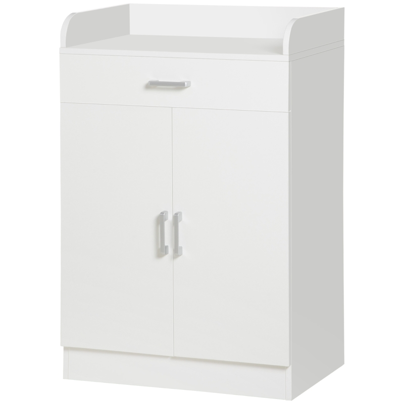 HOMCOM Modern Storage Cabinet, Small Floor Cupboard with Drawer and Adjustable Shelf for Kitchen, Living Room, Bedroom, Hallway, White