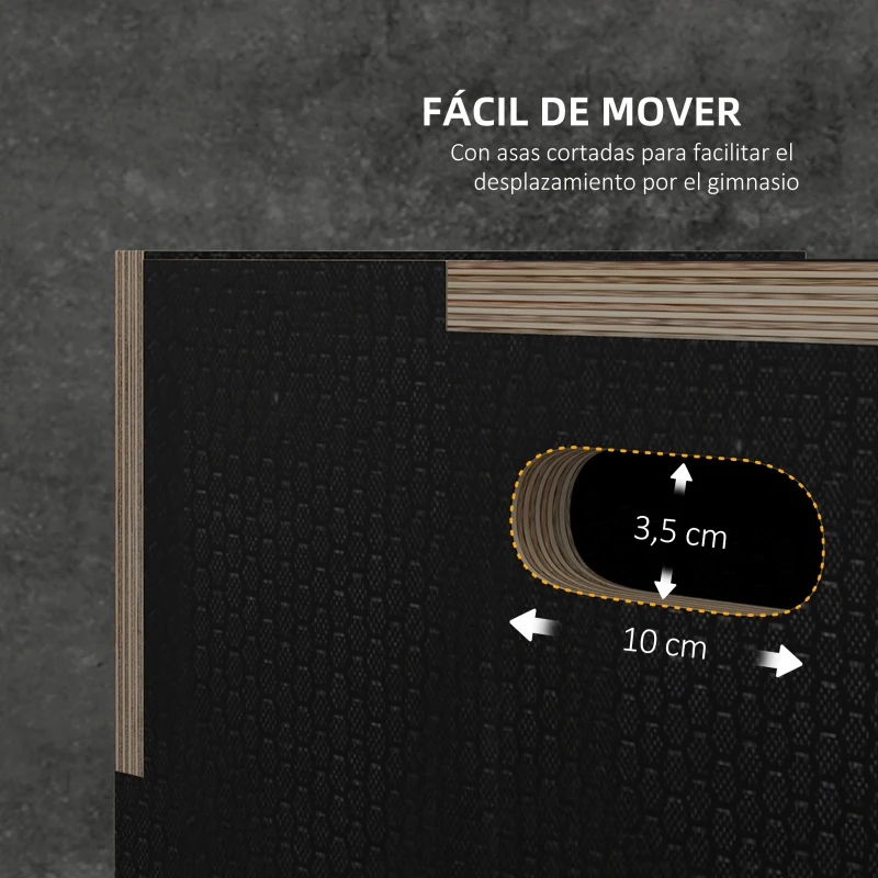 SPORTNOW Cajón de Salto Pliométrico de Madera con Mangos Huecos Carga 120 kg para Casa Oficina Gimnasia 40,5x35,5x30,5 cm Negro