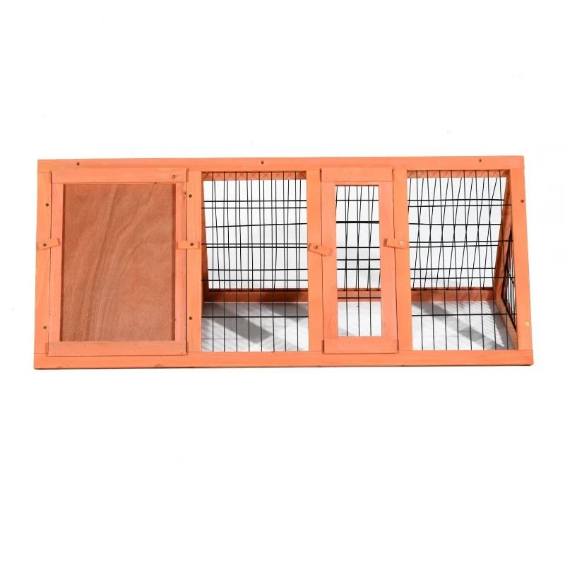 PawHut Jaula Conejo Conejera de Exterior con Buena Ventilación 2 Tablas Protección de Lluvia y Calor del Sol Ligero Madera de Abeto Estable Duradera Metal 118x50x45 cm