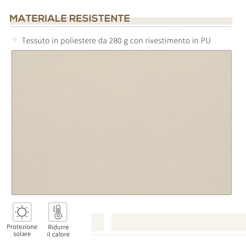 Outsunny Tenda da Sole per Esterno Avvolgibile a Bracci con Apertura a Manovella, 350x250 cm, Crema