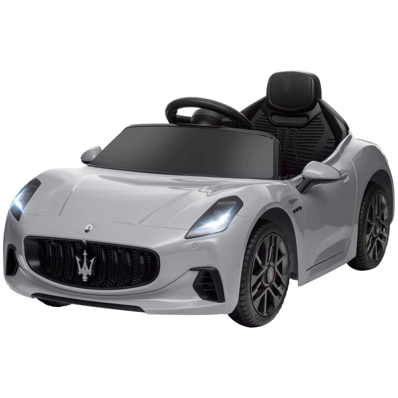 AIYAPLAY Macchina per Bambini 12V Maserati Gran Turismo Folgore con Telecomando, Età 3-5 Anni, Grigio