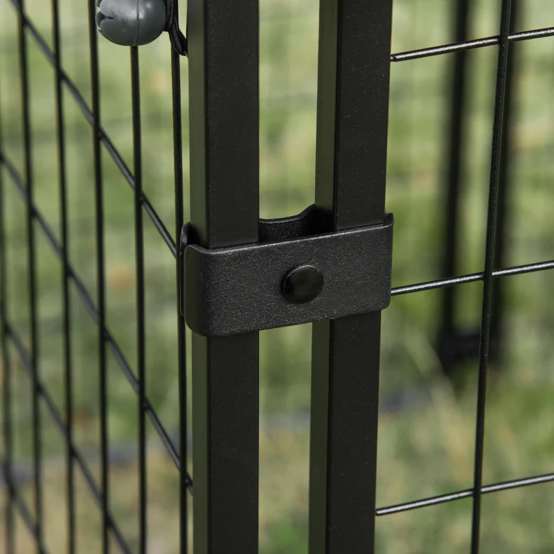 PawHut Recinto per Cani Pieghevole con Copertura, 8 Pannelli con Porta Bloccabile, 141x141x113cm, Nero