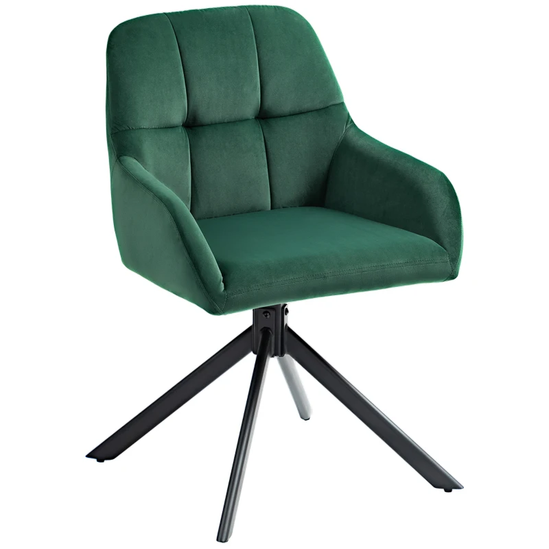 HOMCOM Poltroncina in Velluto Moderna con Seduta Girevole, Braccioli e Gambe in Acciaio, Verde