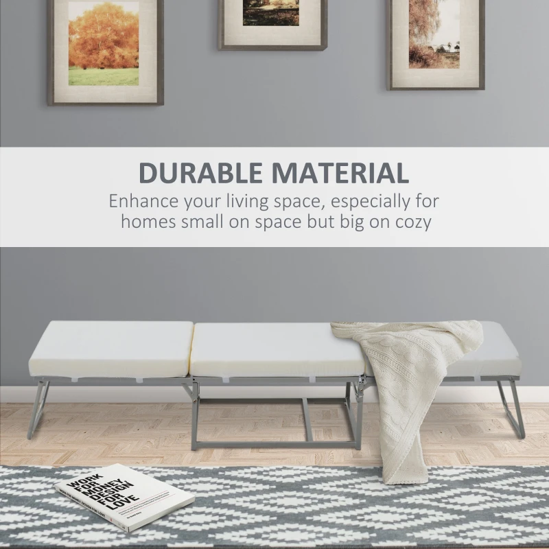HOMCOM Divano Letto Design 2-in-1 Pieghevole 3 Cuscini Imbottiti Pelle, Cotone, Ferro, Spugna Grigio 192x69x37cm Max:150kg