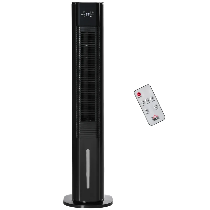 HOMCOM Nine Setting Tower Fan Humidifier, with Ice Boxes - Black