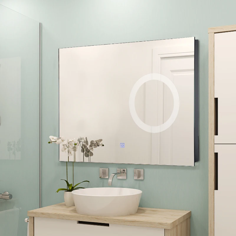 Homcom Mirroir pour Salle de Bains avec LED 9 W Blanc 84 x 64 x 15 cm