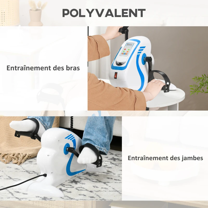 SPORTNOW Mini vélo d'appartement pédales statiques pédalier d'appartement avec 12 vitesses réglables télécommande et écran LCD