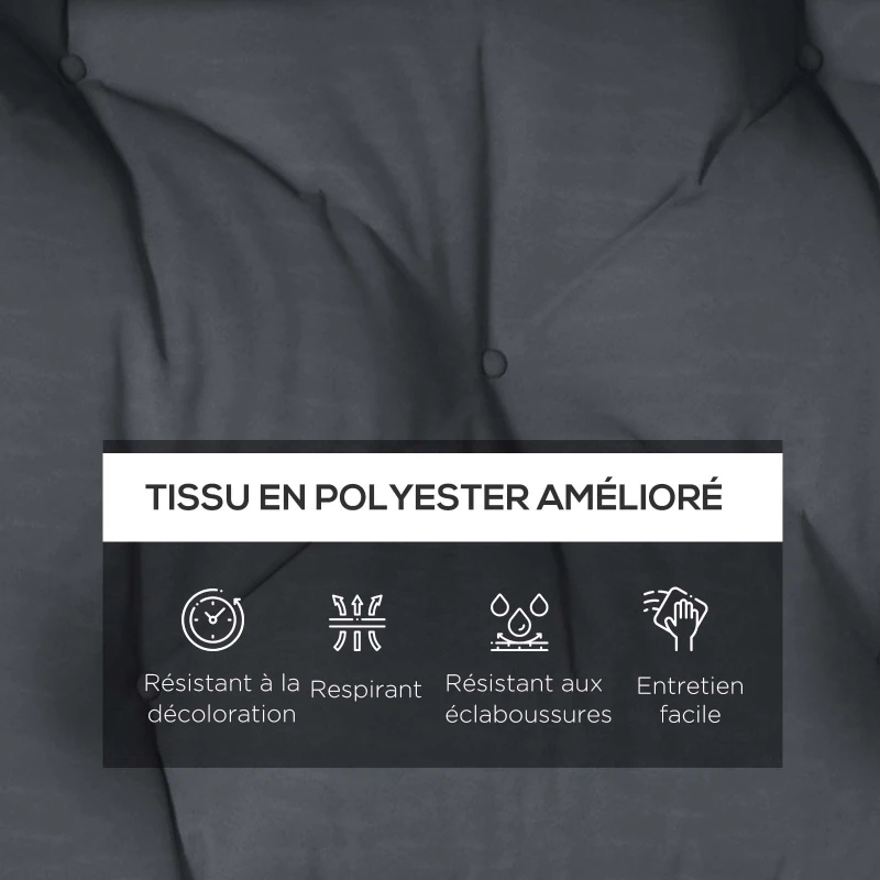 Outsunny Ensemble de 2 coussins d'extérieur pour banquette 1 coussin d'assise et 1 coussins de dossier polyester hydrofuge gris