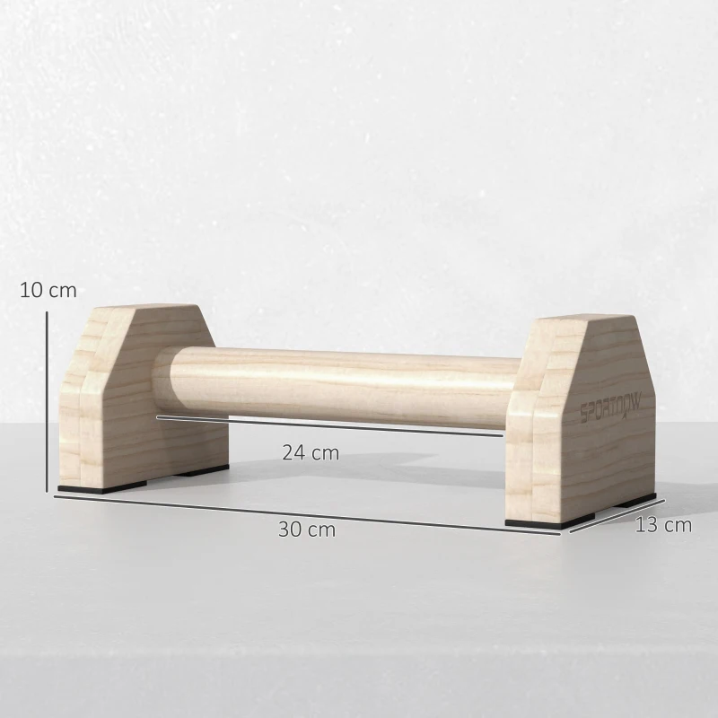 SPORTNOW Lot de 2 barres parallèles poignée Push-up parallettes en bois de hêtre antidérapantes finition bois naturel