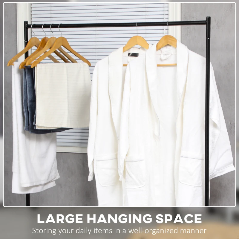 HOMCOM Rella Appendiabiti Attaccapanni in Metallo, Stand per Vestiti con Rotelle, Nero, 120x60x170cm