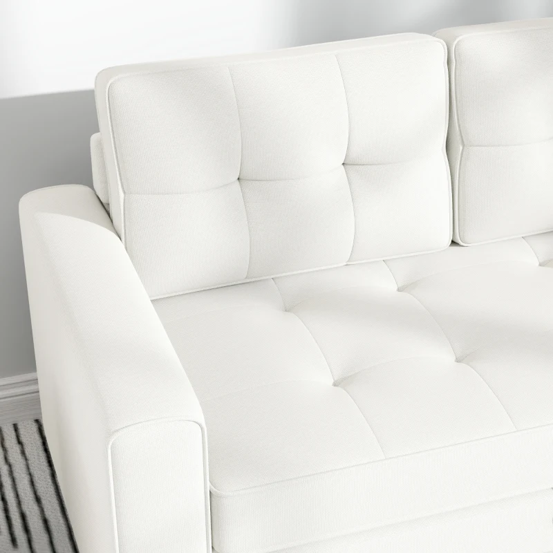 HOMCOM Canapé convertible 2 places canapé-lit avec dossier capitonné, coussins et matelas pliable au sol, blanc
