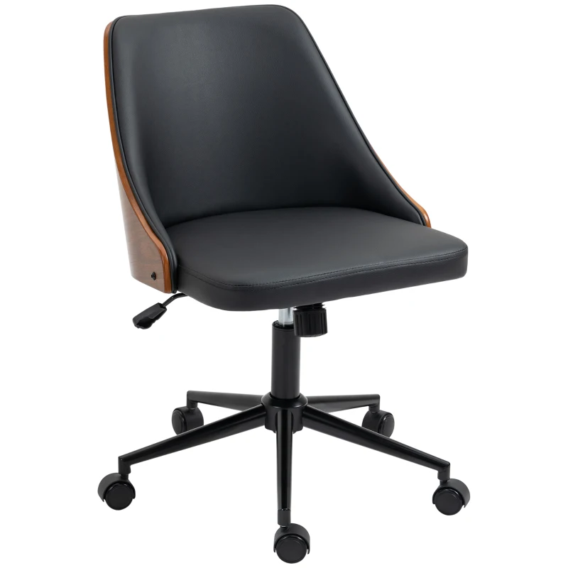 Vinsetto Chaise de bureau manager design vintage bois PU noir