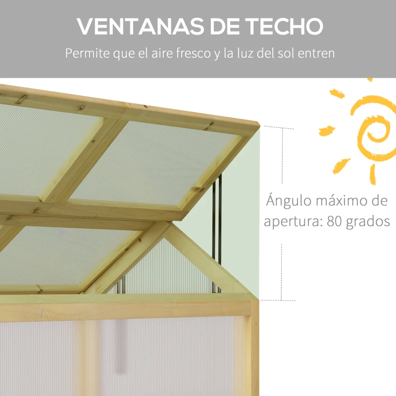 Outsunny Invernadero de Jardín con Paneles de Policarbonato Huerto Urbano de Jardín Vivero Casero con 4 Ventanas Abatibles para Cultivo Plantas Flores Terraza Exterior 90x48x49,5 cm Transparente
