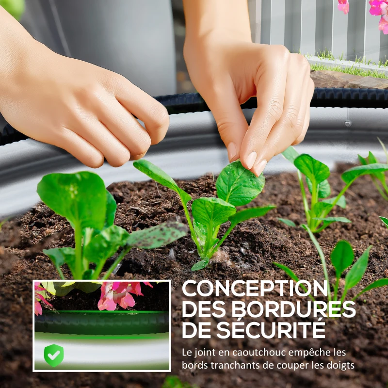 Outsunny Lot de 2 jardinières surélevées kit de jardinière ronde surélevée fonds ouverts acier galvanisé 90 x 90 x 56 cm argent