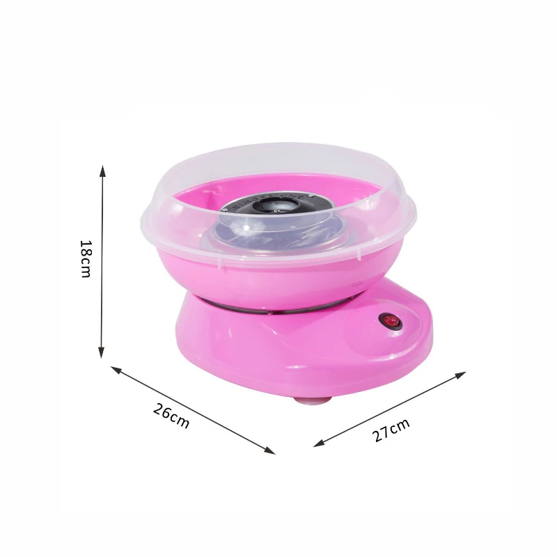 HOMCOM Máquina de Algodón de Azúcar de Uso doméstico de Polipropileno Acero Inox. y Aluminio 450W-550W 27x26x18 cm Rosa