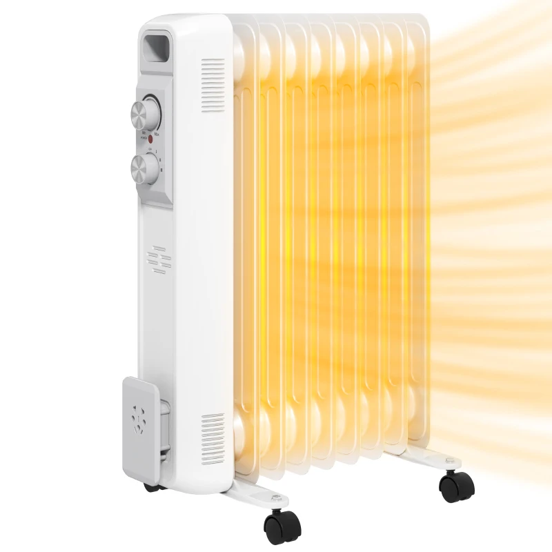 HOMCOM 2kW Nine Fin Oil-Filled Radiator - White