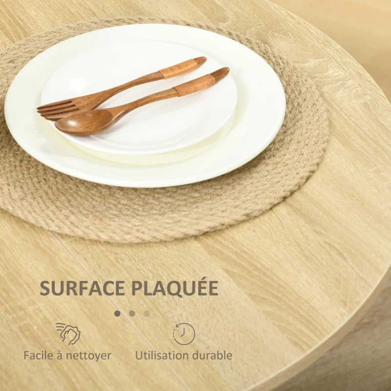 HOMCOM Table pliable de cuisine salle à manger 2 abattants - table ovale extensible - en bois chêne
