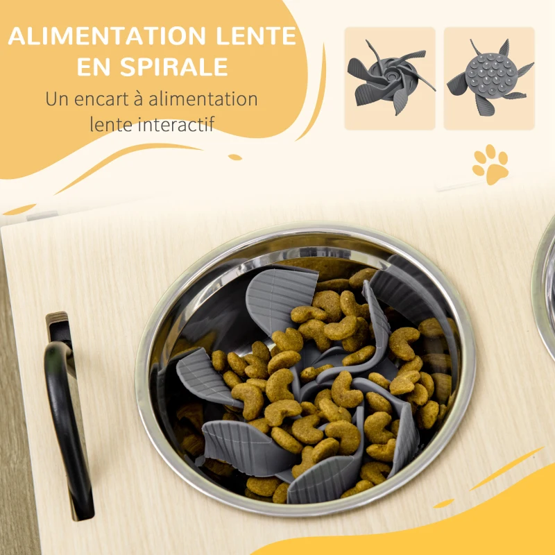 PawHut Parc enclos modulable et Gamelles chiens surélevées 6 panneaux porte verrouillable 2 bols amovibles chacun 1,1L et tapis