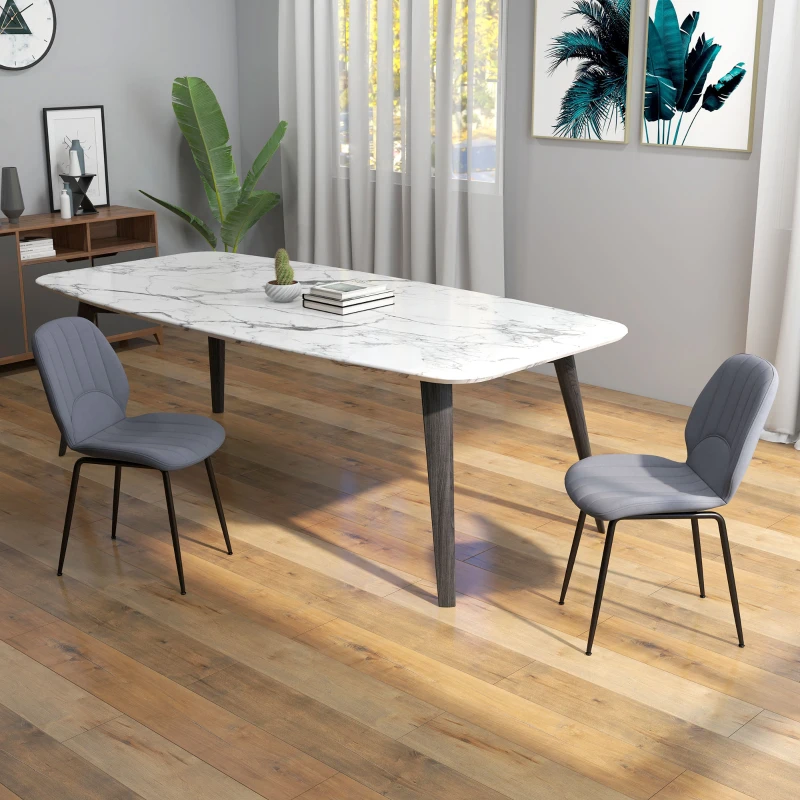 HOMCOM Velvet Dining Chairs Set of 2, 2 Piece Dining Room Chairs with Backrest, Padded Seat and Steel Legs, Dark Grey