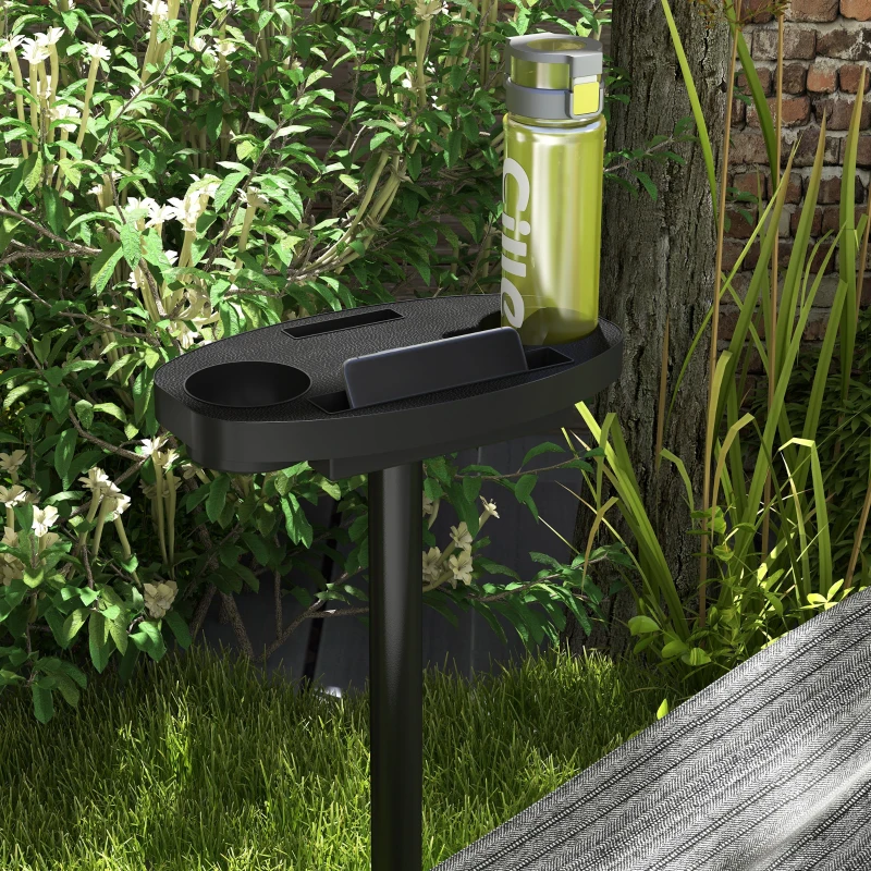 Outsunny Support Pied de hamac avec porte-gobelet Structure Robuste métal époxy Noir dim. 305L x 129l x 109H cm 150kg sans hamac