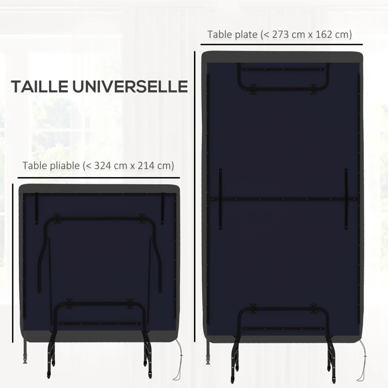 SPORTNOW Housse de table de tennis de table ping-pong avec fermeture éclair anti-UV et housse imperméable Noir