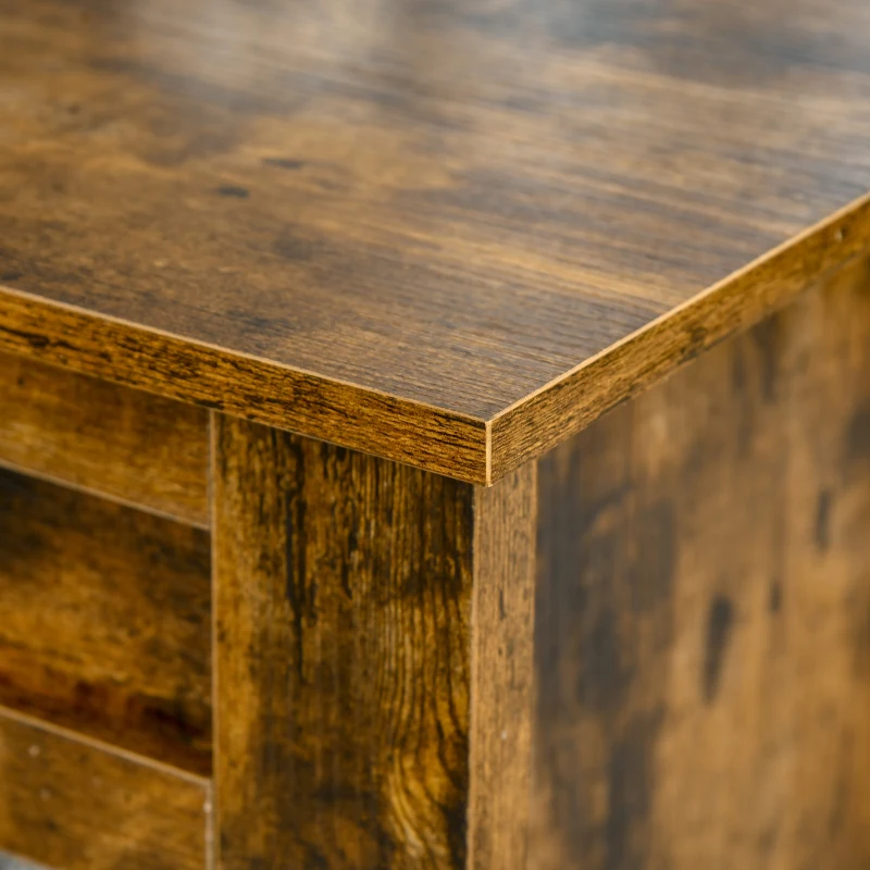 HOMCOM Table basse plateau relevable, table de salon avec étagères et compartiment caché,105 x 50 x 49-62,5 cm pour salon, chambre, brun rustique