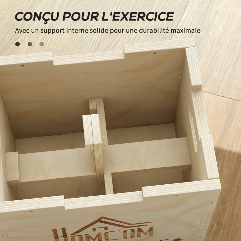 HOMCOM Box jump pliométrie appareil boîte à saut musculation fitness entraînement croisé plyobox pour box training 40,5/35,5/30,5 cm