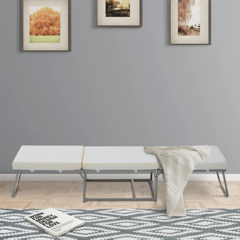 HOMCOM Divano Letto Design 2-in-1 Pieghevole 3 Cuscini Imbottiti Pelle, Cotone, Ferro, Spugna Grigio 192x69x37cm Max:150kg