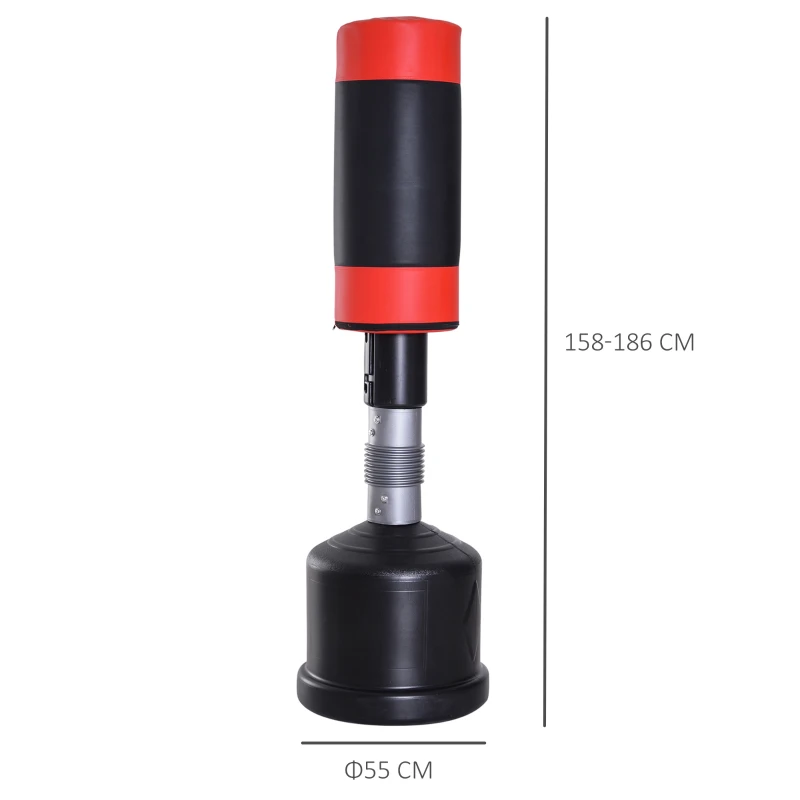 HOMCOM Sacco Boxe da Terra Professionale per Adulti Riempibile con Acqua Sabbia Altezza 158-186cm