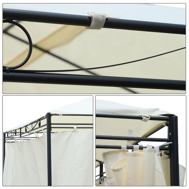 Outsunny Tonnelle barnum pavillon de jardin style colonial toiles latérales amovibles 3L x 4l x 2,55H m crème