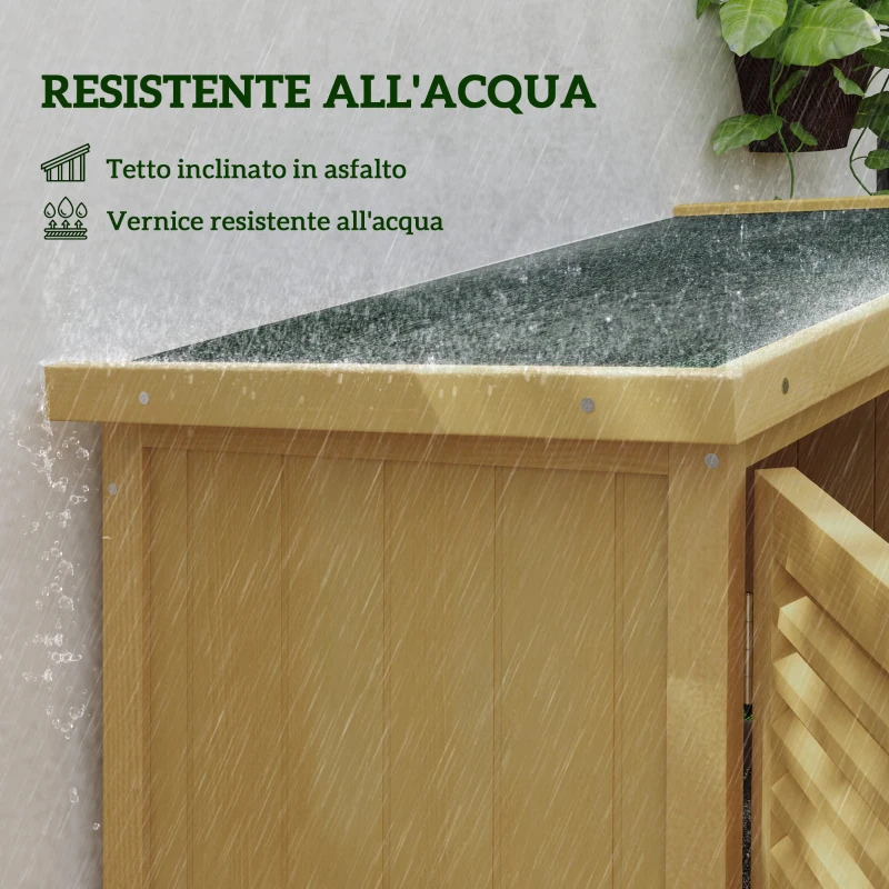 Outsunny Casetta da Giardino i Legno a 4 Ripiani con Anta a Persiana, 87x46.5x160 cm, Giallo e Verde