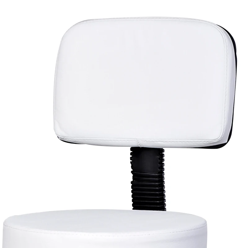 HOMCOM Tabouret massage à roulettes réglable en hauteur pivotant avec dossier ergonomique blanc