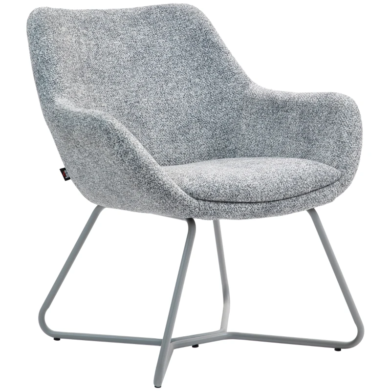 HOMCOM Sedia Moderna con Braccioli e Schienale Imbottiti, in Tessuto Effetto Lino e Acciaio, 63x69x75 cm, Grigio