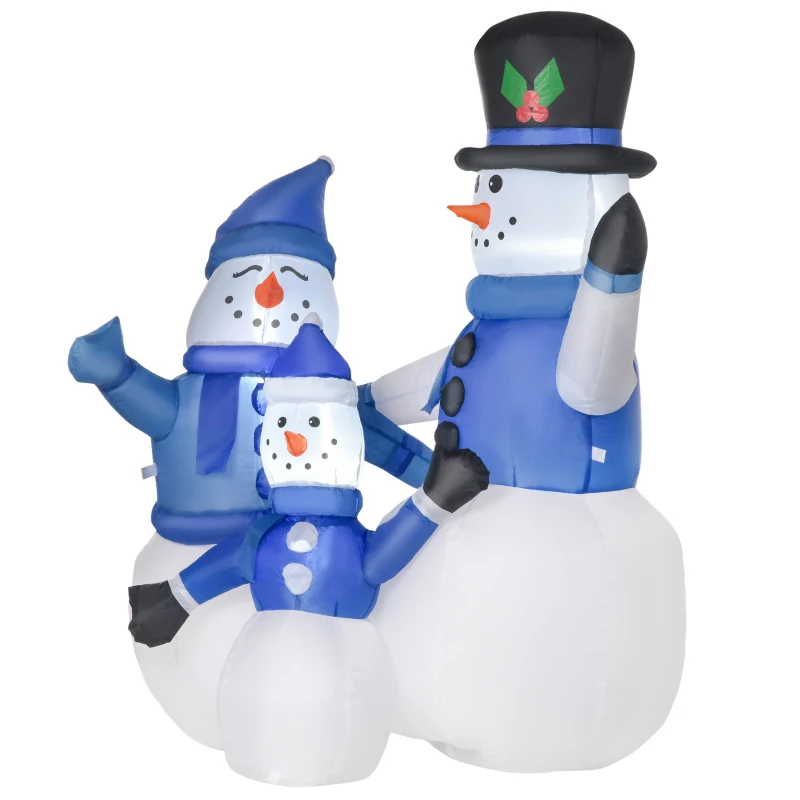 HOMCOM 4ft Inflatable Christmas Snowmen Family Xmas LED Outdoor Indoor Holiday Decorations Yard
