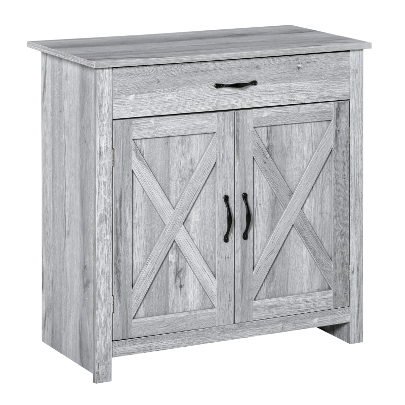 Buffet HOMCOM Blanc Moderne Avec 2 Portes, 3 Tiroirs Et étagère Réglable - 80x35x77 Cm - Meuble Rangement Salon Salle à Manger