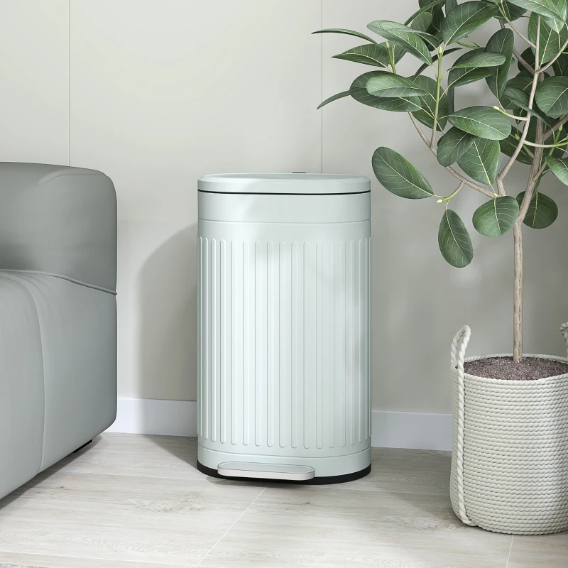 HOMCOM 30L Metal Kitchen Bin, with Soft-Close Lid - Light Green