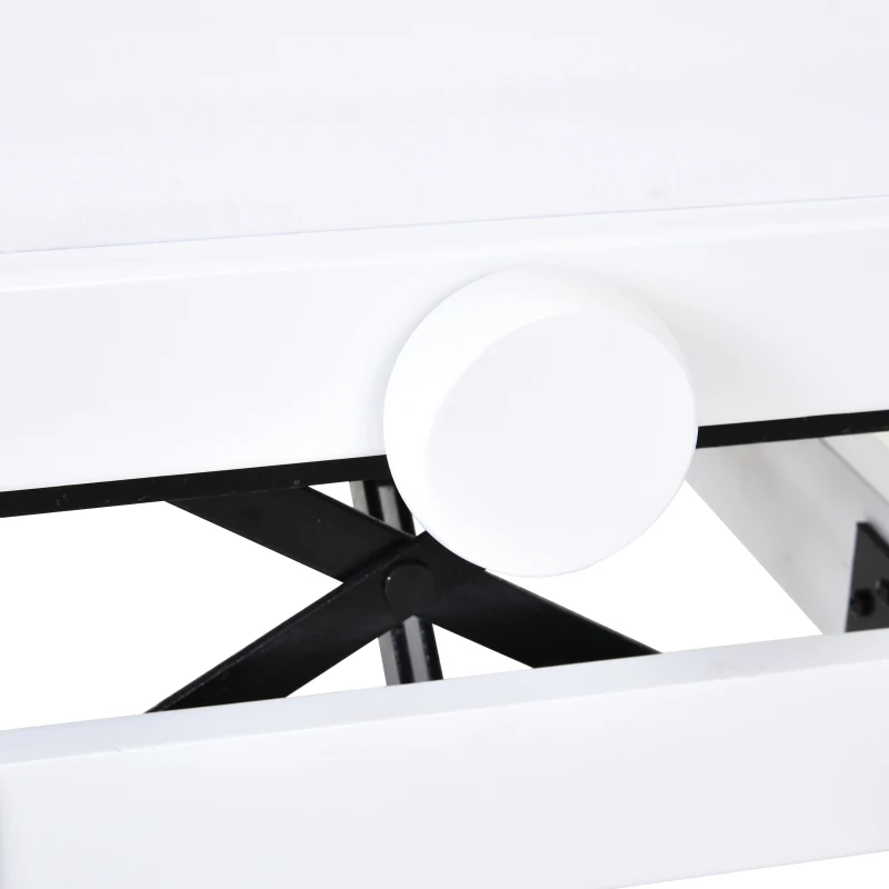 HOMCOM Banquette tabouret siège pour piano hauteur réglable 61L x 32l x 47-57H cm assise revêtement synthétique blanc