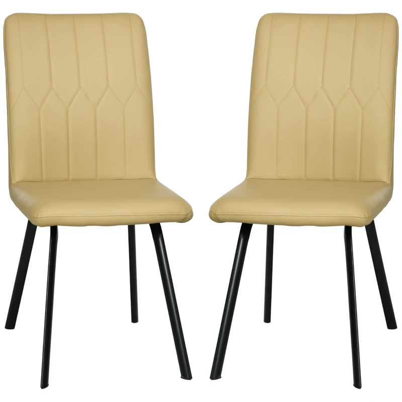 HOMCOM Lot de 2 chaises de salle à manger assise en similicuir rembourrée épais pieds en acier avec dossier noir